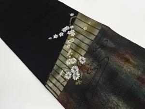 本場筑前博多流水に菊・紅葉模様織出し名古屋帯